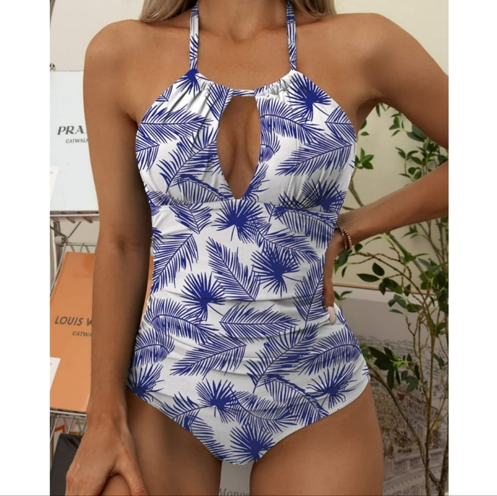 Eomenie One Piece Swimsuit Tummy Control Halter Slimming Bathing Suit sz xl